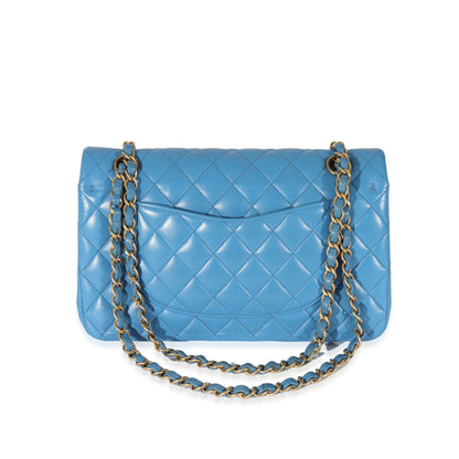 Lambskin Blue Quilted Medium Double Flap Bag
