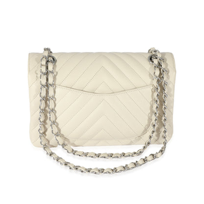 22C Neutral Chevron Calfskin Small Classic Flap