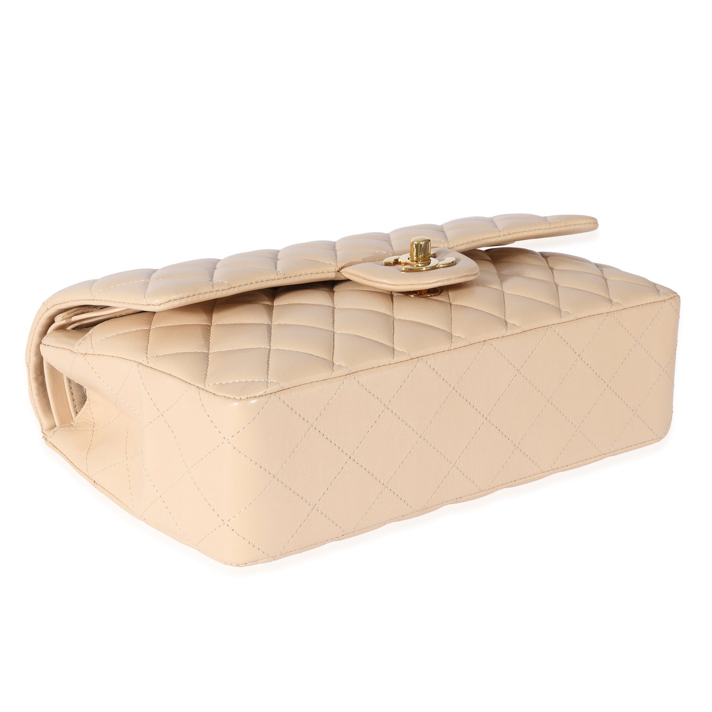 CHANEL Beige Lambskin Medium Classic Double Flap