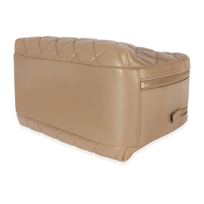 CHANEL Beige Quilted Lambskin CC Trendy Bowling Bag
