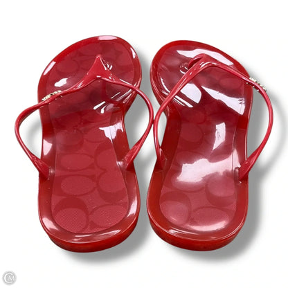 Sandals Flip Flops By Coach In Red, Size: 11