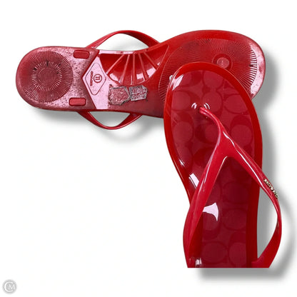 Sandals Flip Flops By Coach In Red, Size: 11