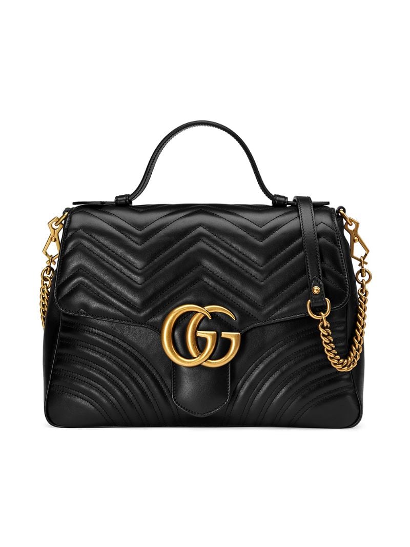 Gucci - GG Marmont medium top handle bag - women - Leather/Microfibre/metal - One Size - Black