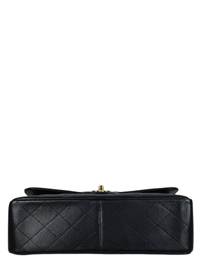 Chanel Black Caviar Leather Double Flap Jumbo Bag
