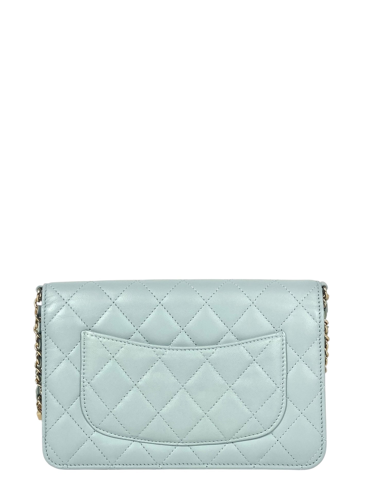 Chanel Light Blue Lambskin Pearl WOC