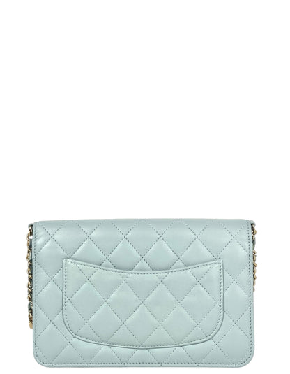 Chanel Light Blue Lambskin Pearl WOC