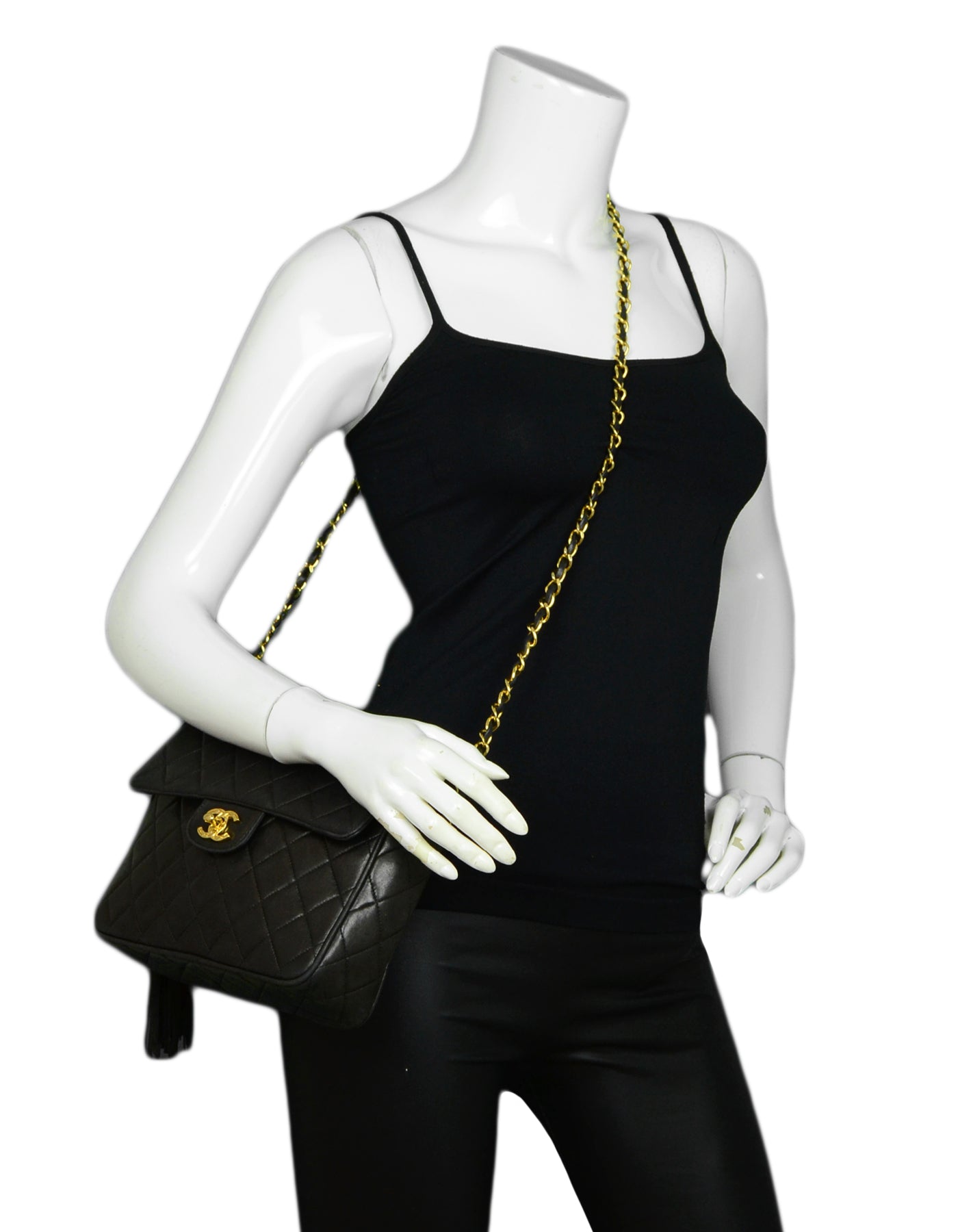 Chanel Black Vintage Lambskin Quilted CC Camera Crossbody Bag