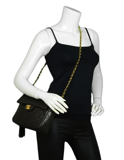 Chanel Black Vintage Lambskin Quilted CC Camera Crossbody Bag
