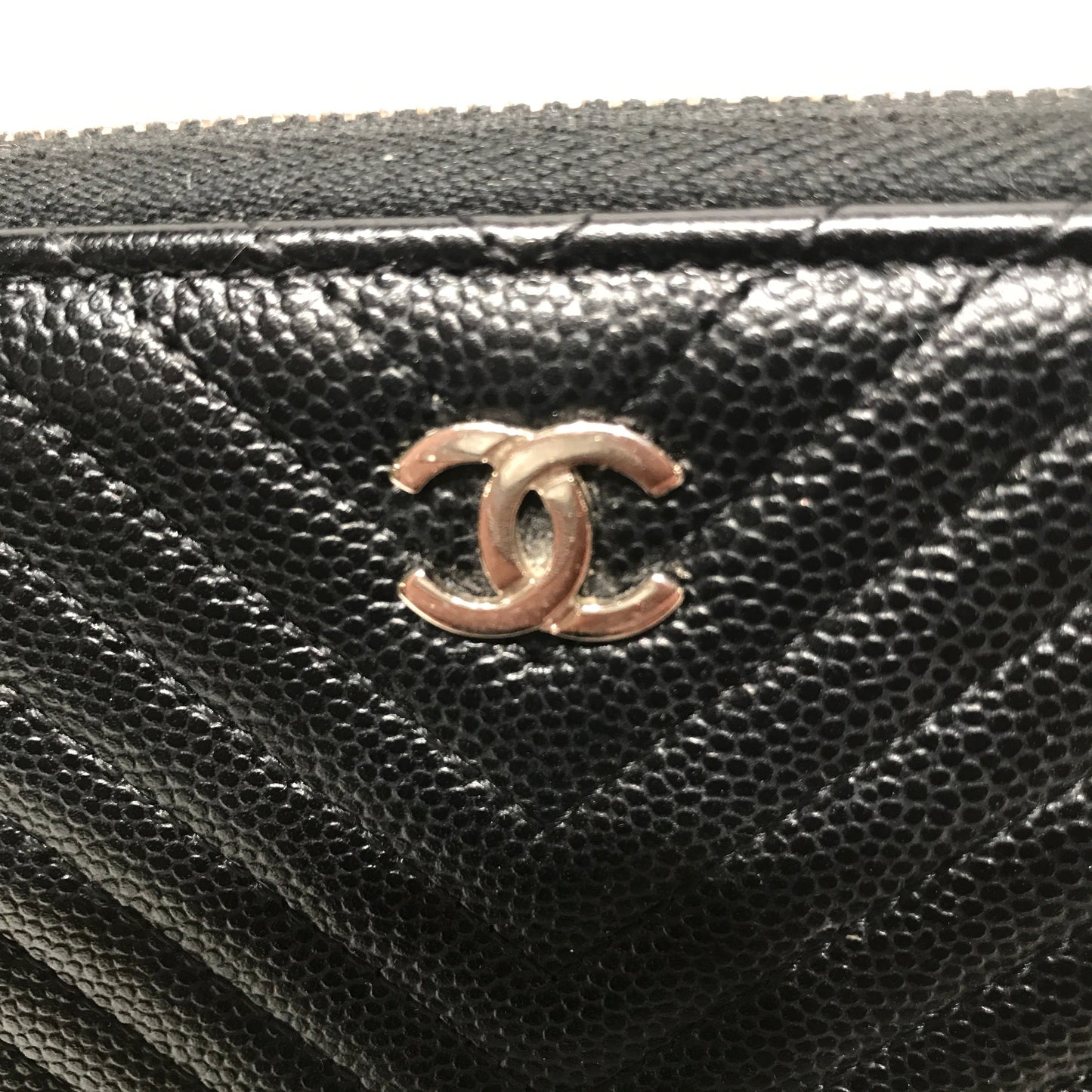 Chanel Long Wallet Leather BLK Lambskin Chevron