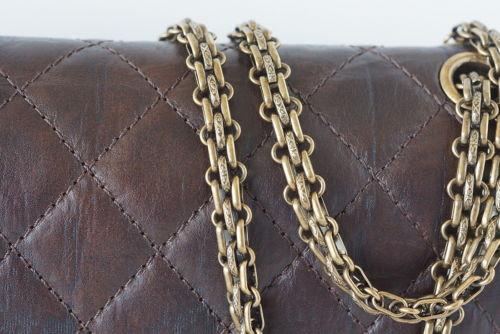 Chanel Bag Medium Double Flap Brown Distressed Leather Antique Brass
