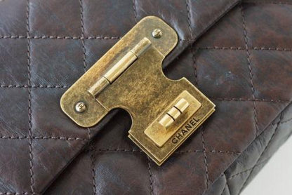 Chanel Bag Medium Double Flap Brown Distressed Leather Antique Brass