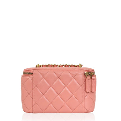 Quilted Leather Vanity Case Pink