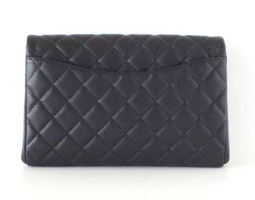 Chanel Bag Flap Flat Black Caviar Clutch / Shoulder Bag