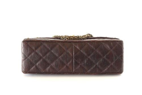 Chanel Bag Medium Double Flap Brown Distressed Leather Antique Brass