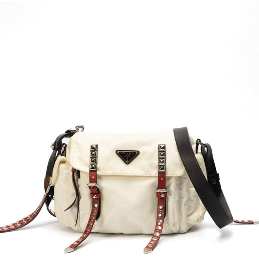 Prada New Vela Studded Messenger Bag