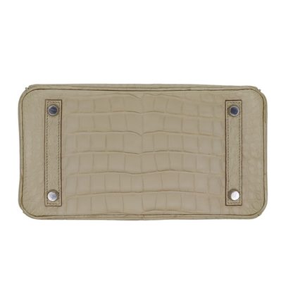 Hermès 25cm Birkin Beton Matte Alligator Palladium Hardware