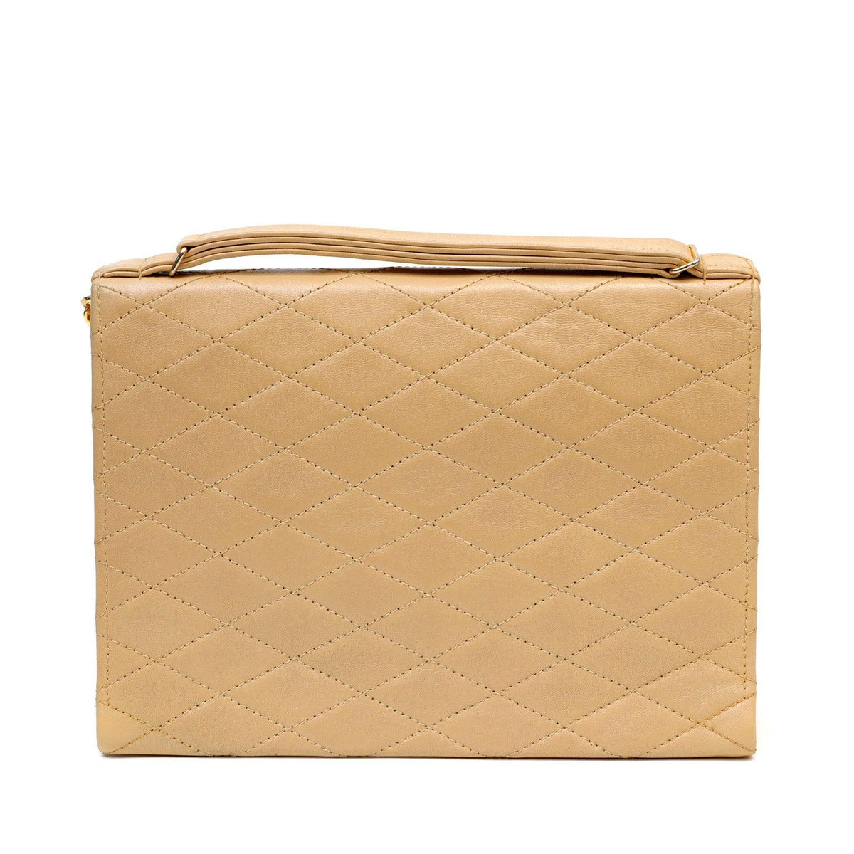 Chanel Vintage Beige Diamond Quilted Envelope Flap Bag w/ Gold Hardware