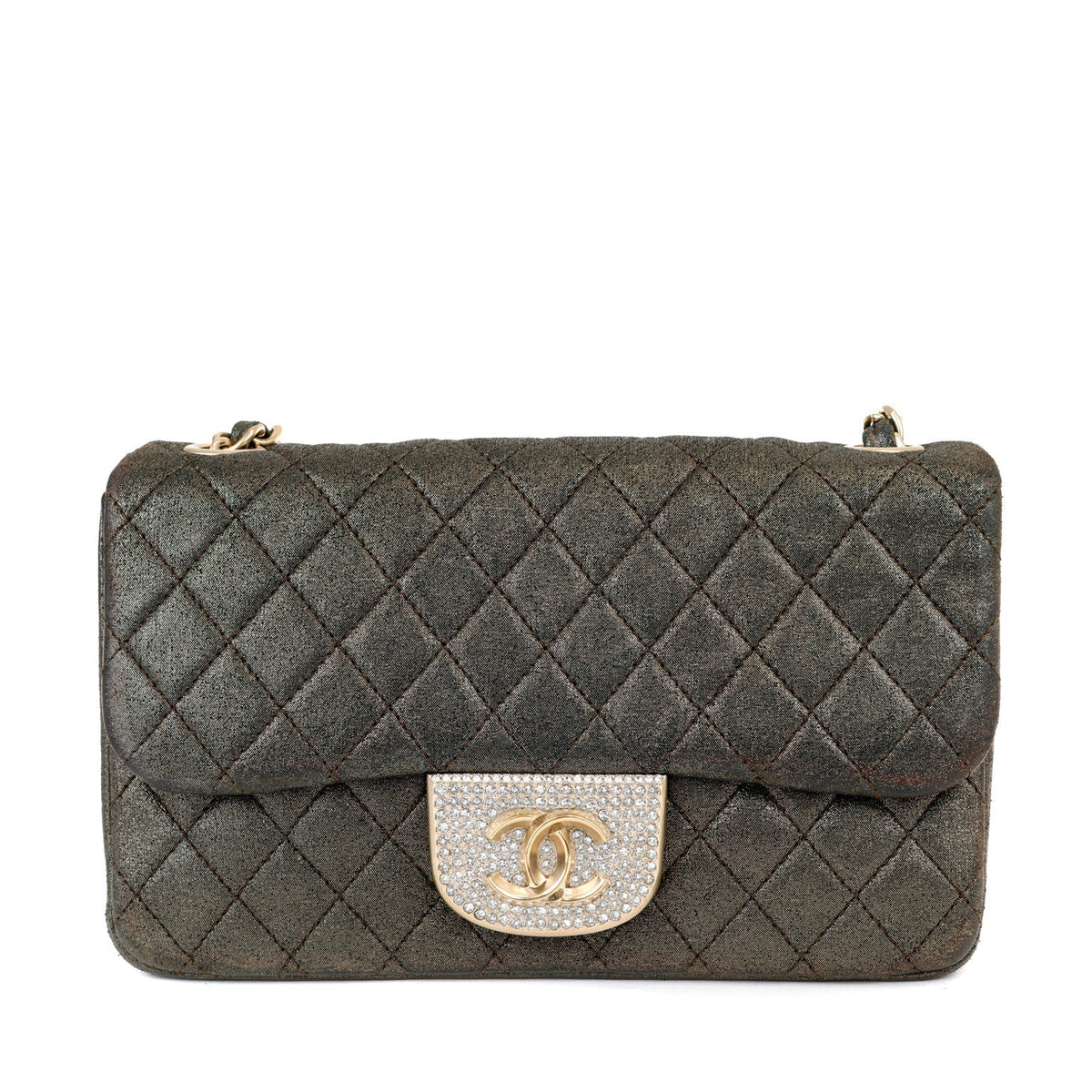 Chanel Metallic Black and Gold Crystal Flap Bag
