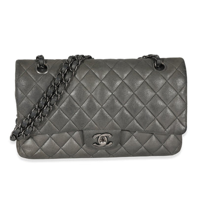 Grey Metallic Nubuck Medium Classic Double Flap
