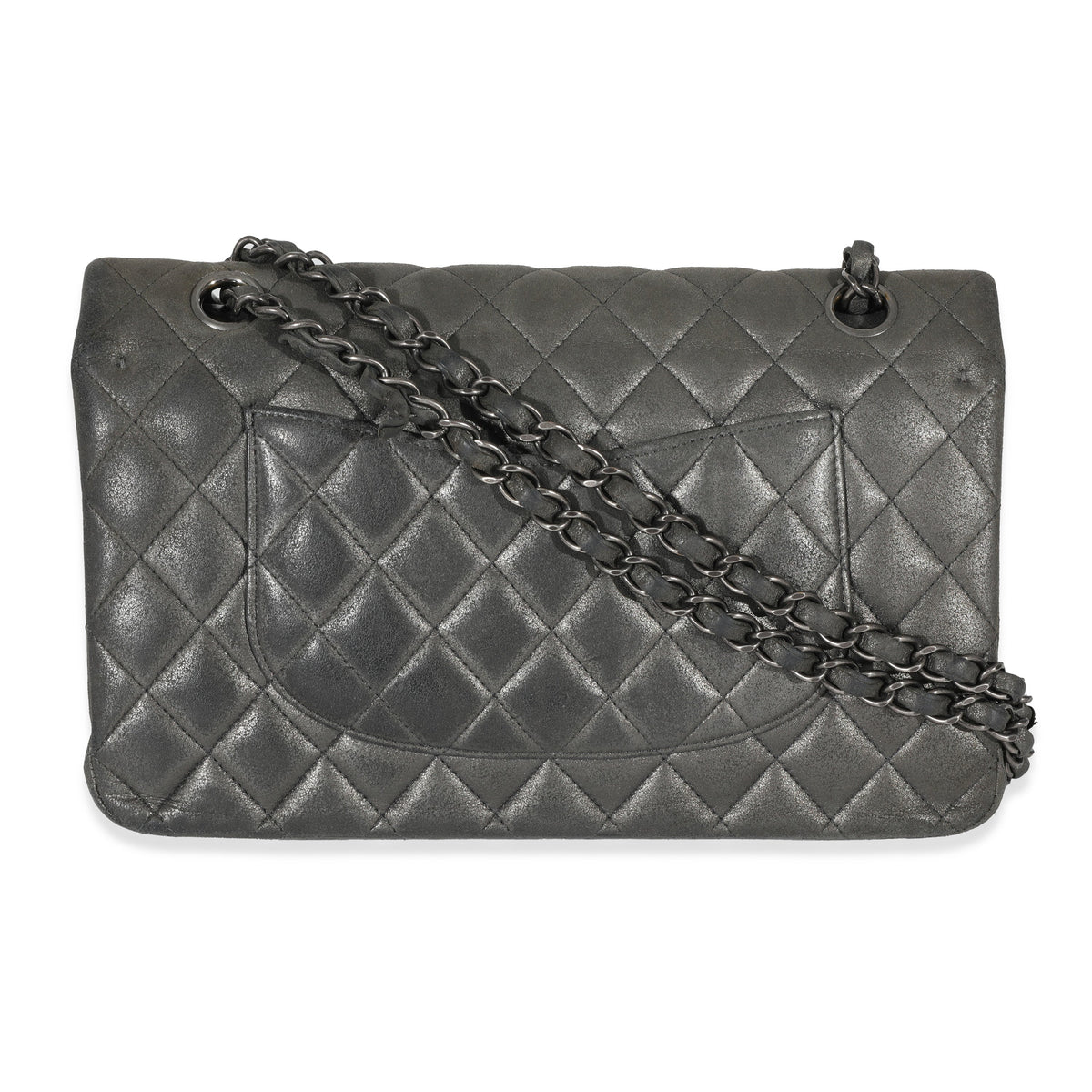 Grey Metallic Nubuck Medium Classic Double Flap