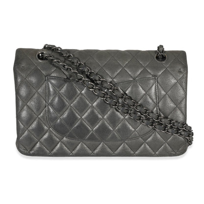 Grey Metallic Nubuck Medium Classic Double Flap