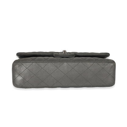 Grey Metallic Nubuck Medium Classic Double Flap