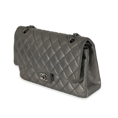 Grey Metallic Nubuck Medium Classic Double Flap