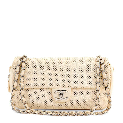 Chanel Pale Yellow Perforated Leather Baseball Spirit Bag