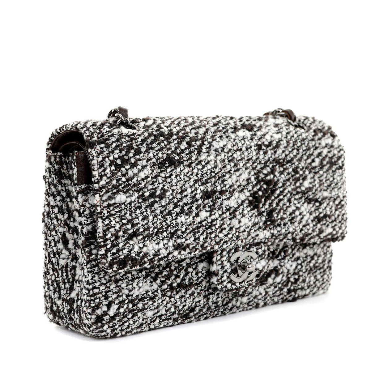 Chanel Coffee Tweed Runway Medium Classic w/ Silver Hardware