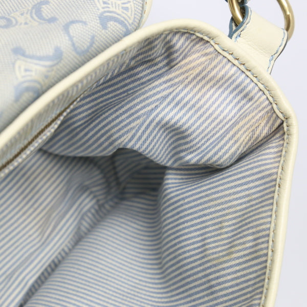 CELINE Shoulder Bag Canvas, Leather light blue Diagonal Women Secondhand