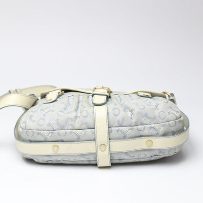 CELINE Shoulder Bag Canvas, Leather light blue Diagonal Women Secondhand