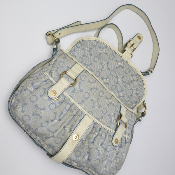 CELINE Shoulder Bag Canvas, Leather light blue Diagonal Women Secondhand