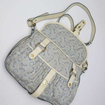 CELINE Shoulder Bag Canvas, Leather light blue Diagonal Women Secondhand