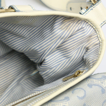 CELINE Shoulder Bag Canvas, Leather light blue Diagonal Women Secondhand