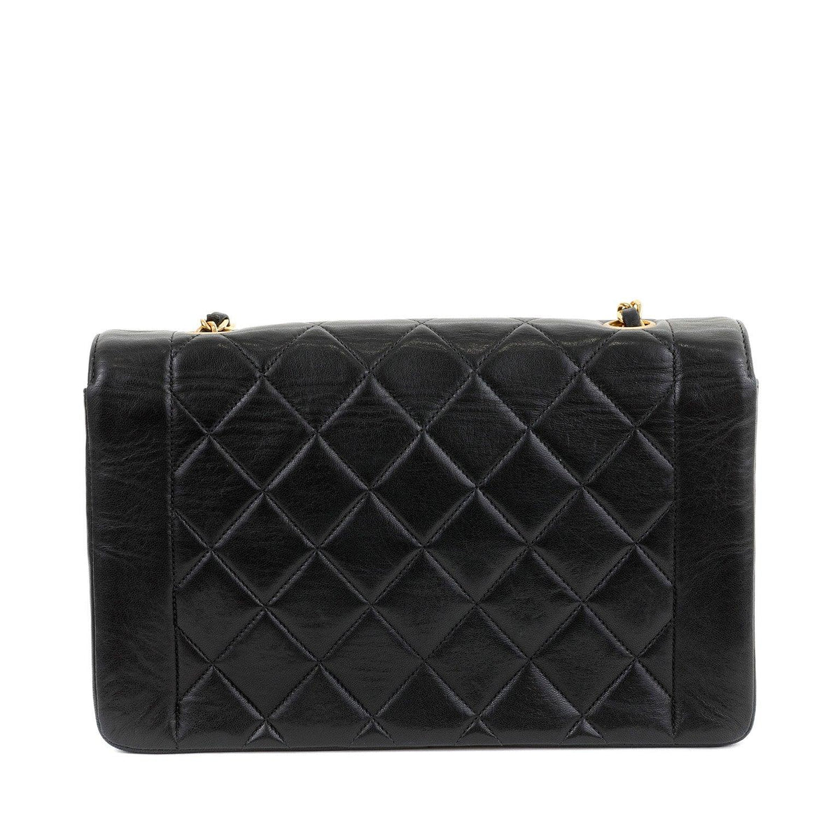 Chanel Black Lambskin Real Princess Diana Classic Medium with Gold Hardware