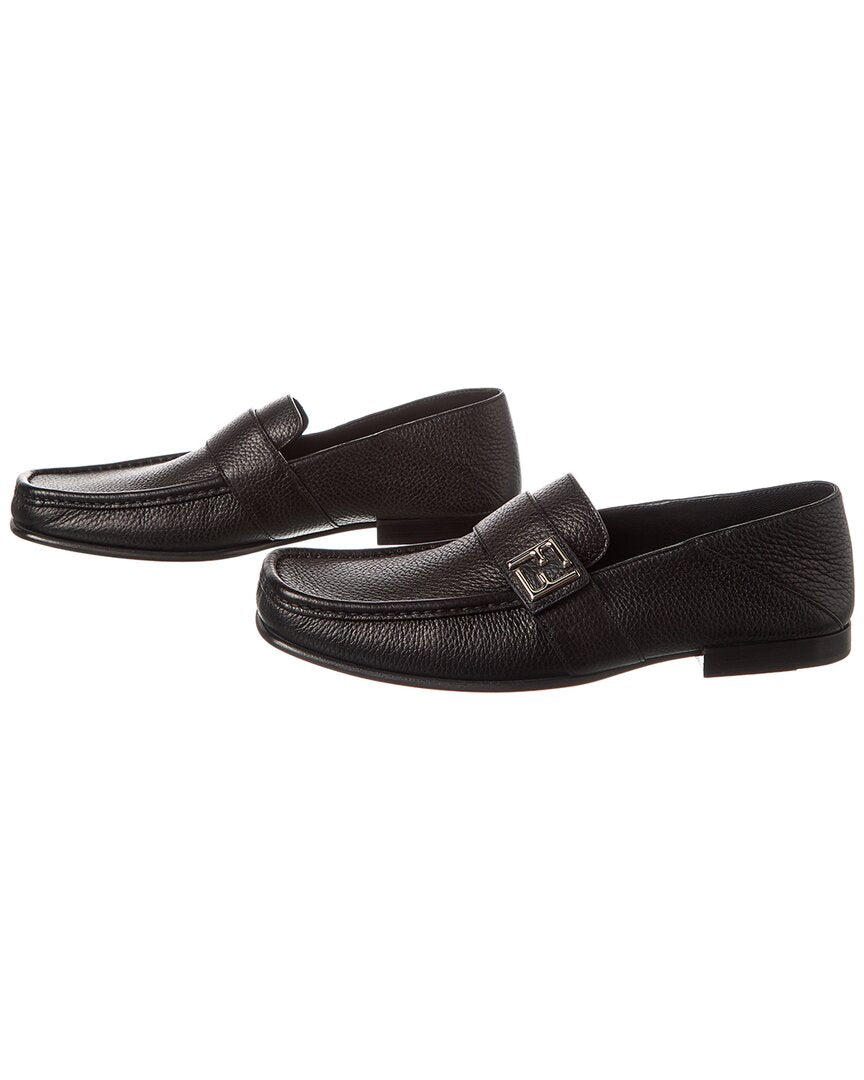 Pre-Owned Fendi Ff Leather Loafer (Authentic Pre-Owned)