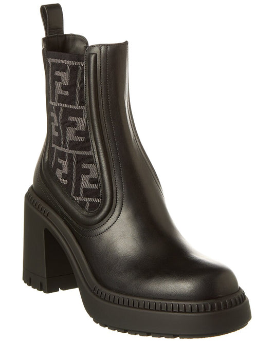 Fendi Ff Logo Domino Leather Boot