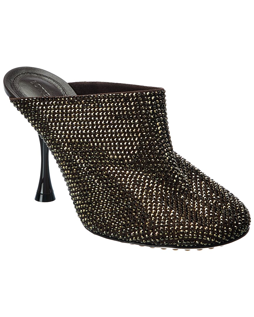Bottega Veneta Dot Sock Sparkle Suede Mule Brown Multi