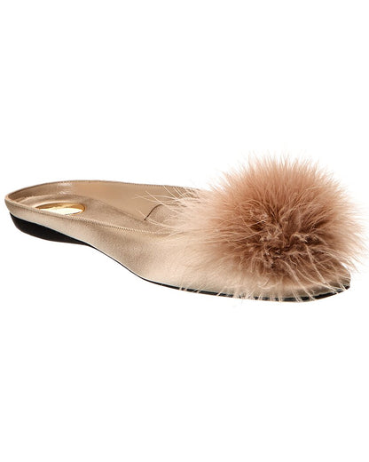 Saint Laurent Lido Satin Flat Brown Multi 36