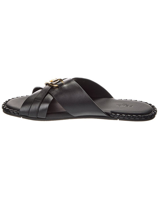 Fendi O'lock Motif Leather Sandal