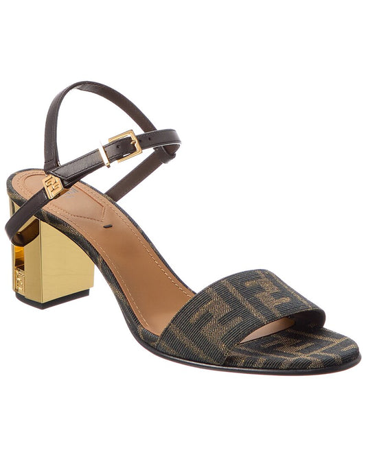 Fendi Delfina Ff Jacquard & Leather Sandal