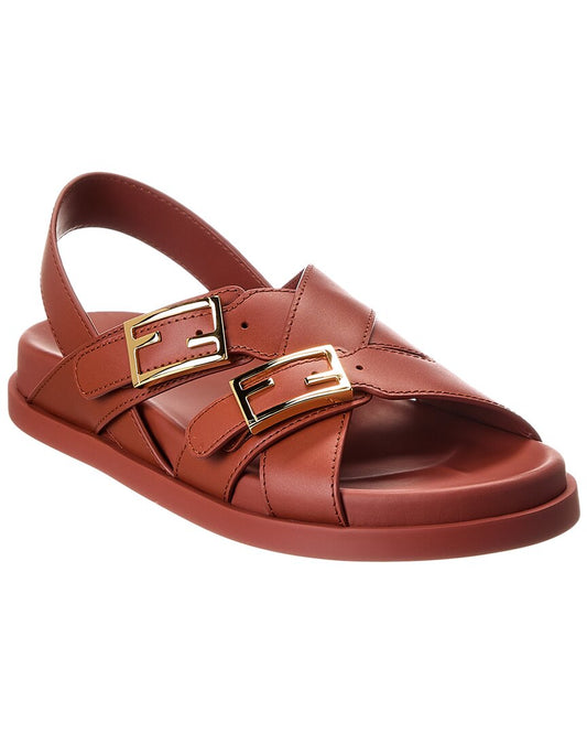 Fendi Feel Leather Sandal Brown Multi 37