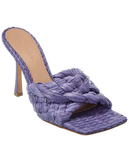 Bottega Veneta Stretch Raffia & Leather Sandal Purple 35