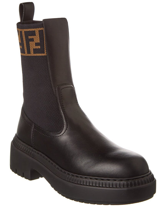 Fendi Domino Leather Biker Boot