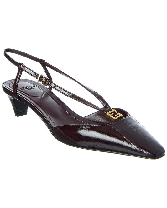 Fendi Ffold Leather Slingback Pump