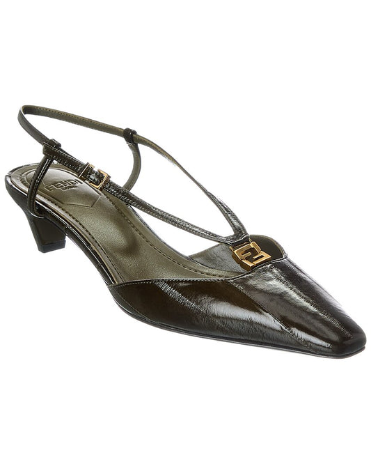 Fendi Ffold Leather Slingback Pump