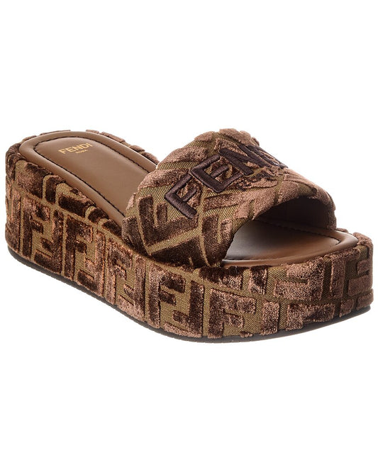 Fendi Sunshine Velvet Platform Sandal