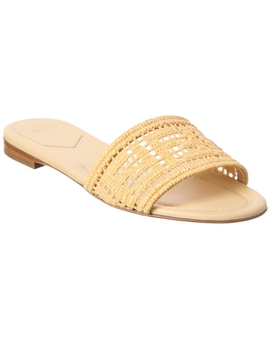 Fendi Sunshine Mesh & Raffia Sandal