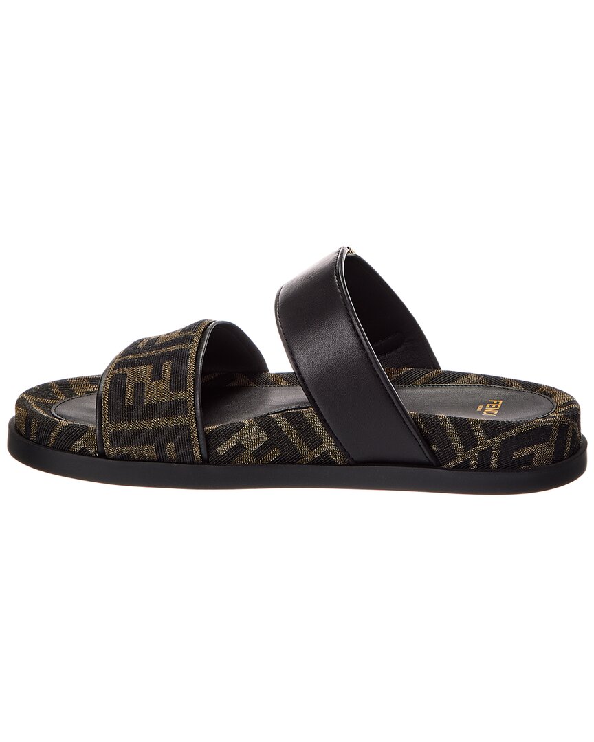Fendi Feel Ff Jacquard & Leather Sandal