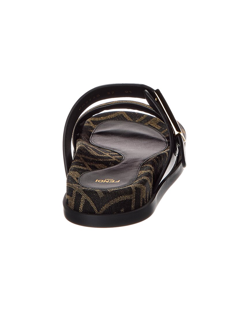 Fendi Feel Ff Jacquard & Leather Sandal